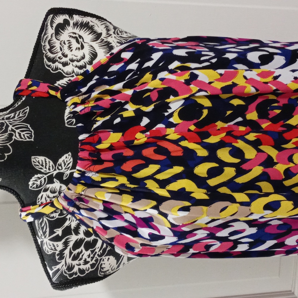 🌈Trina Turk🌈 - Juju Multicolor Geometric Print Halter Tie Knit Stretch Dress - Picture 7 of 12